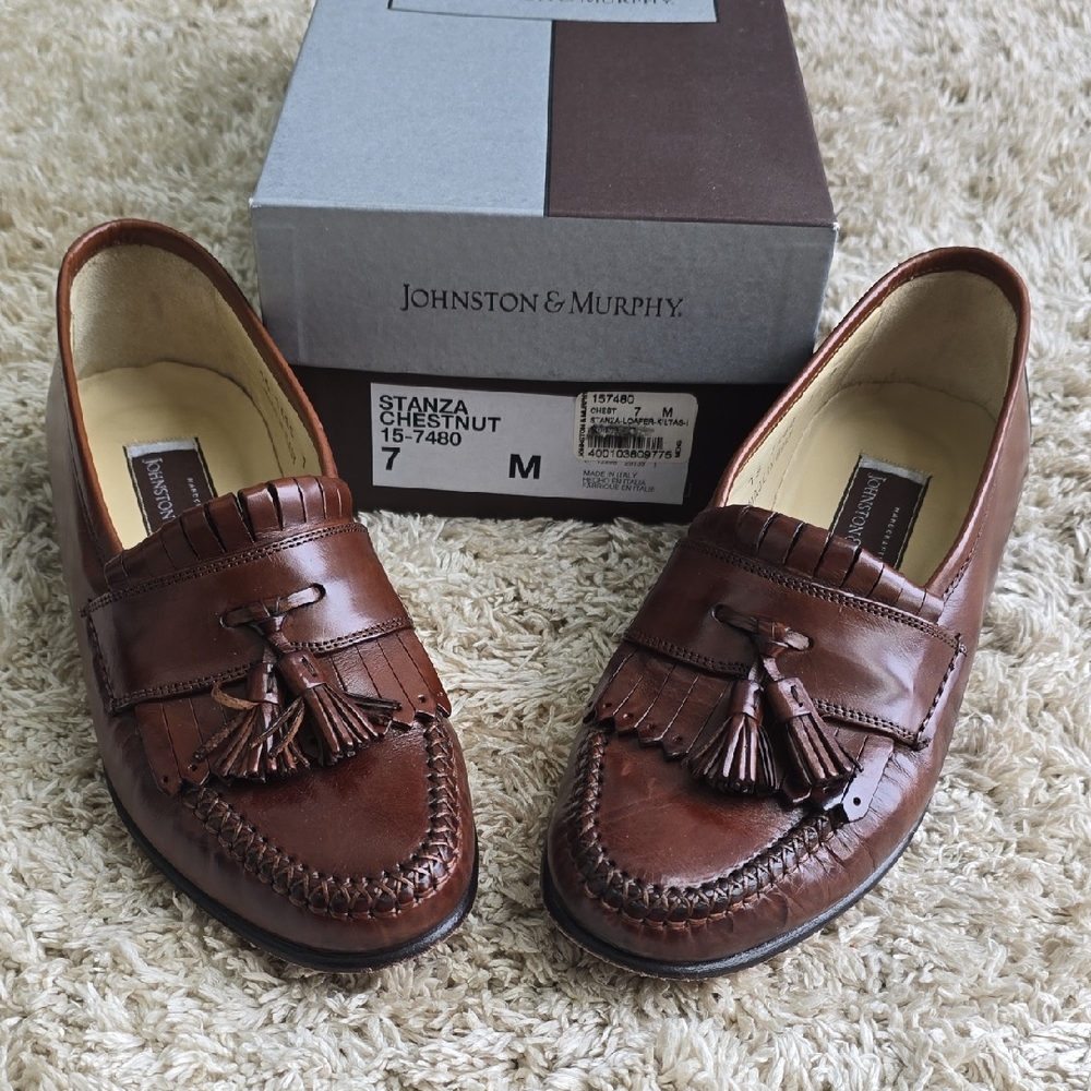 Johnston & Murphy Chestnut Brown Tassel Kiltie Loafers